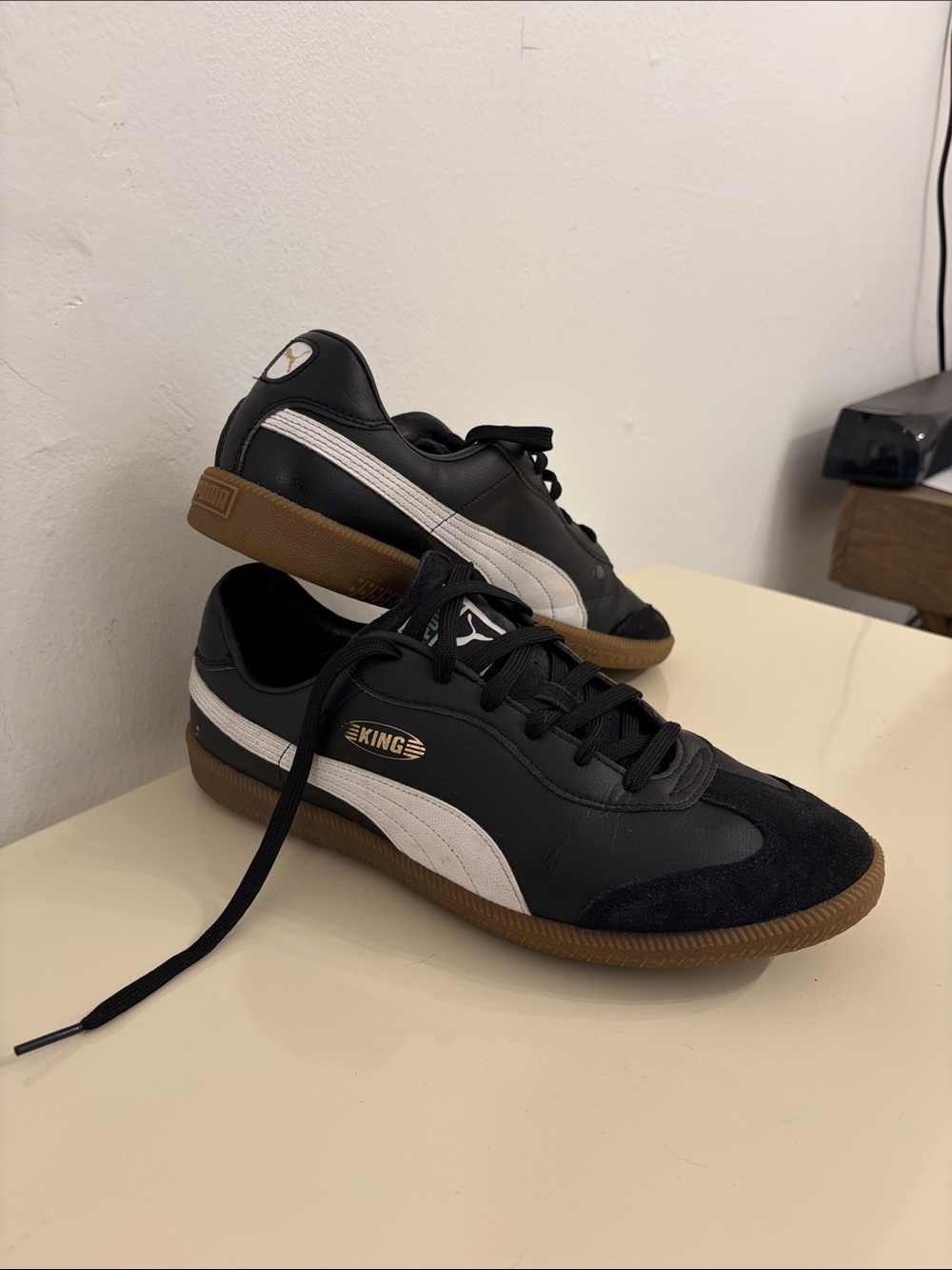 Puma King Men’s Black White and Gum Low-Top Sneakers